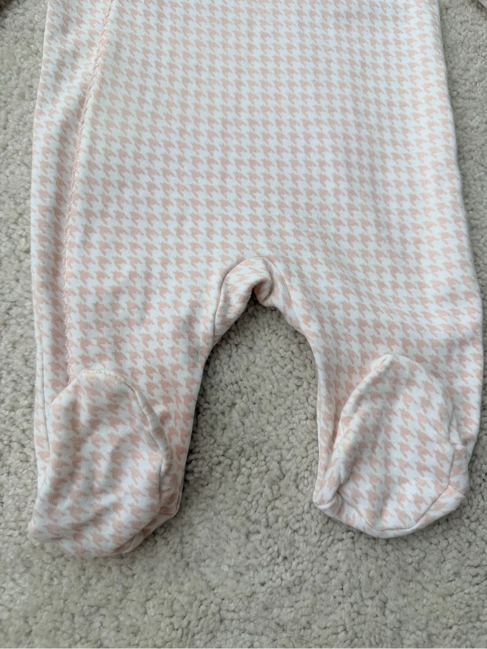 Ralph Lauren Pink Houndstooth Footed One-Piece